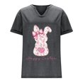 thumbnail image 4 of Corto para las Mujeres Casual Verano 2025 Pascua Impresión V-Cuello Camiseta, Ligero 95% Poliéster 5% Spandex Top para Toda la Temporada Hogar Y Diario, 4 of 7