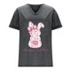 thumbnail image 4 of Corto para las Mujeres Casual Verano 2025 Pascua Impresión V-Cuello Camiseta, Ligero 95% Poliéster 5% Spandex Top para Toda la Temporada Hogar Y Diario, 4 of 7