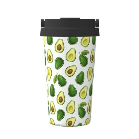 

Qekee Avocado1 Print Insulated Coffee Mug Coffee Tumbler Cup Thermos Mug Water Bottle with Handle & Flip
