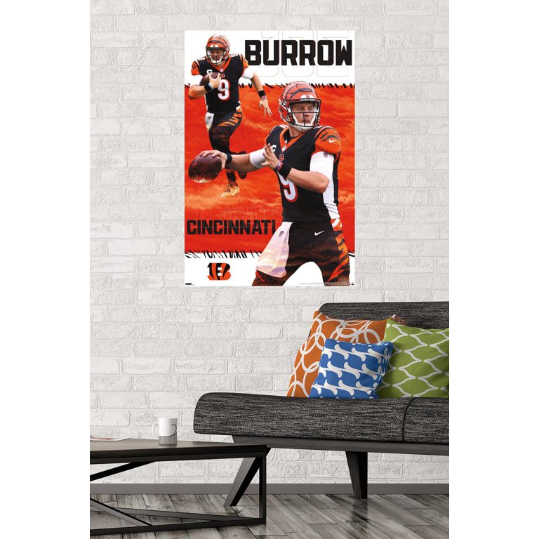 Joe Burrow Poster Football Painting Hand Made Canvas Framed 