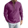 thumbnail image 1 of Medieval Style Men's Shirt Long Sleeve Casual Daily Wear Tunic Top With Drawstring Pure Color Soft Stretch Fabric For All Seasons, 1 of 6