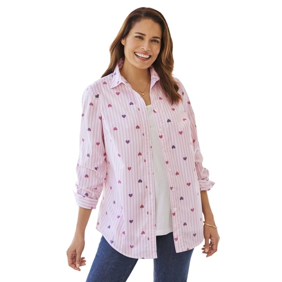 Woman Within Plus Size Petite Perfect Long Sleeve Shirt