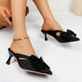 thumbnail image 7 of Quaouag Womens Heeled Sandals Open Square Toe Kitten Heels Sandals Slip On Bow Mules Heels Comfortable Dress Shoes for Party Wedding, 7 of 7