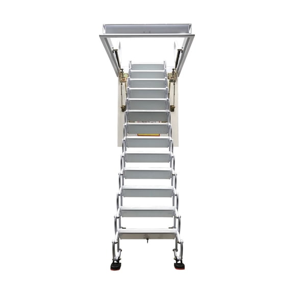 EQCOTWEA Attic Loft Ladder Attic Pull Down Ceiling Folding Stairs White Ti-Mg  Alloy 31.5"*39.3" 13 Steps