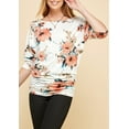 thumbnail image 4 of Made by Johnny Women's Boat Neck 3/4 Sleeve Draped Dolman Top with Side Shirring Premium Shirt XS WHITE_FLORAL, 4 of 6