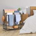 thumbnail image 6 of 4th Tier H Freestanding Towel Rack for Bathroom Metal Floor Standing Blanket Rack Drying Rack Sturdy Black, 6 of 6