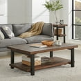 thumbnail image 3 of Alaterre Furniture Pomona Rustic Natural 48" Wide Coffee Table with Shelf and Metal Legs for Living Room, Rustic Natural, 3 of 12