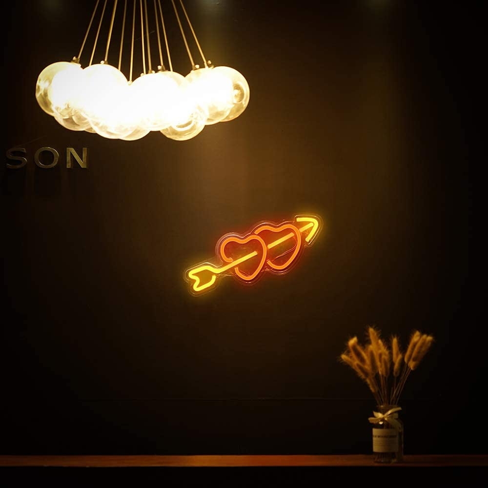 LED Neon Lights, Festival Wall Decor Art Neon Sign Light for Christmas, Home Decoration,Bedroom, Lounge, Office, Wedding, Valentine's Day Party Operated by USB (Heart)