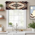 thumbnail image 2 of Brown Teal Red Boho Kitchen Curtain Valances for Windows Farmhouse Short Curtains, Ethnic Vintage Geometric Abstract Rod Pocket Valance Curtain for Bedroom Cafe Living Room, 2 of 8