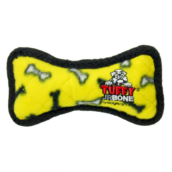 Tuffy Jr Bone Yellow Bone Durable Plush Squeaky Dog Toy