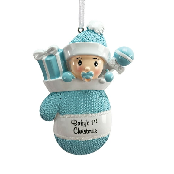 Baby Boy Mitten (Blue) Round Disc Ornament