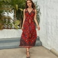 thumbnail image 3 of Red Persian Dress Summer Street Style Bohemia Long Dresses Female Sleeveless Printed Maxi Dress, 3 of 9