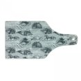 thumbnail image 1 of Grey Cutting Board, Different Kind of Nostalgic Gentle Horses on Calligraphic Vintage Styled Background, Tempered Glass Cutting and Serving Board, Wine Bottle Shape, Grey White, by Ambesonne, 1 of 1