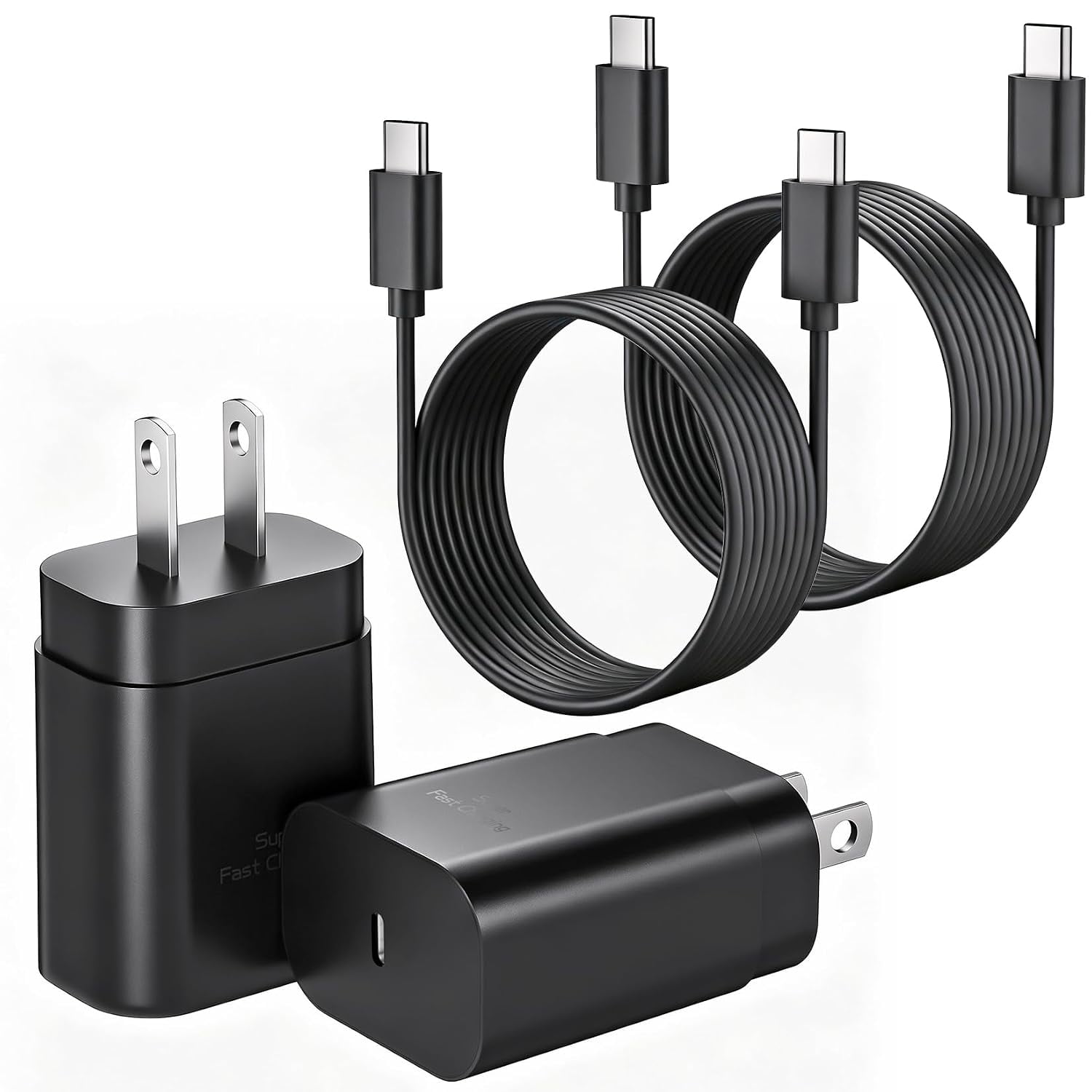 for 2-Pack 25W USB C Super Fast Charger for Samsung Galaxy S24 S23 S22 S21 S20 Ultra/Plus/FE, Note 20/10, A15/14/13, Z Fold/Flip, 10FT Type C Cable Included
