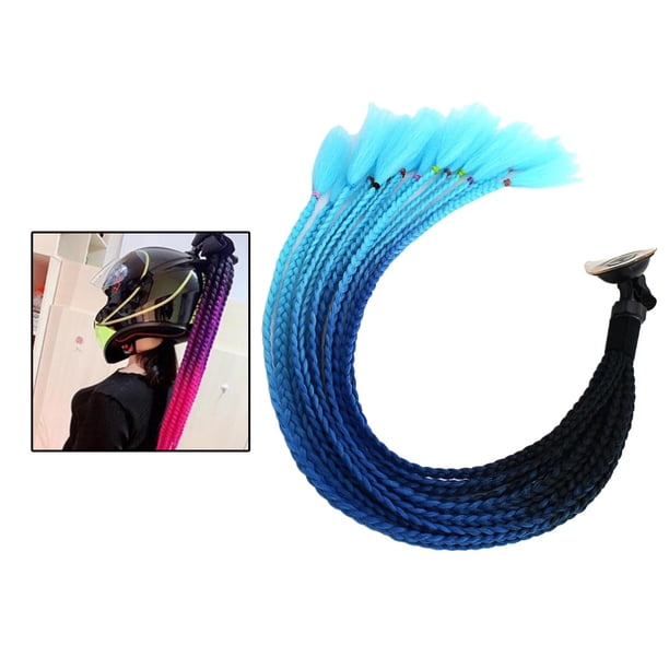 Casco gradientes casco Cola casco cabello para motocicleta casco de cabellero 55cm - azul Negro Azul Claro shamjiam Pelo de la peluca de cola de caballo