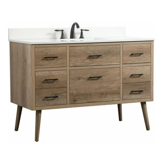 Elegant Decor Boise 48" MDF Single Bathroom Vanity with Backsplash - Natural Oak