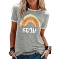 thumbnail image 3 of DHFJKG T Shirts For Women Summer Rainbow Letter Print Short Sleeve Casual Tunic Crewneck Loose Fit Tees Cozy Tops, 3 of 3