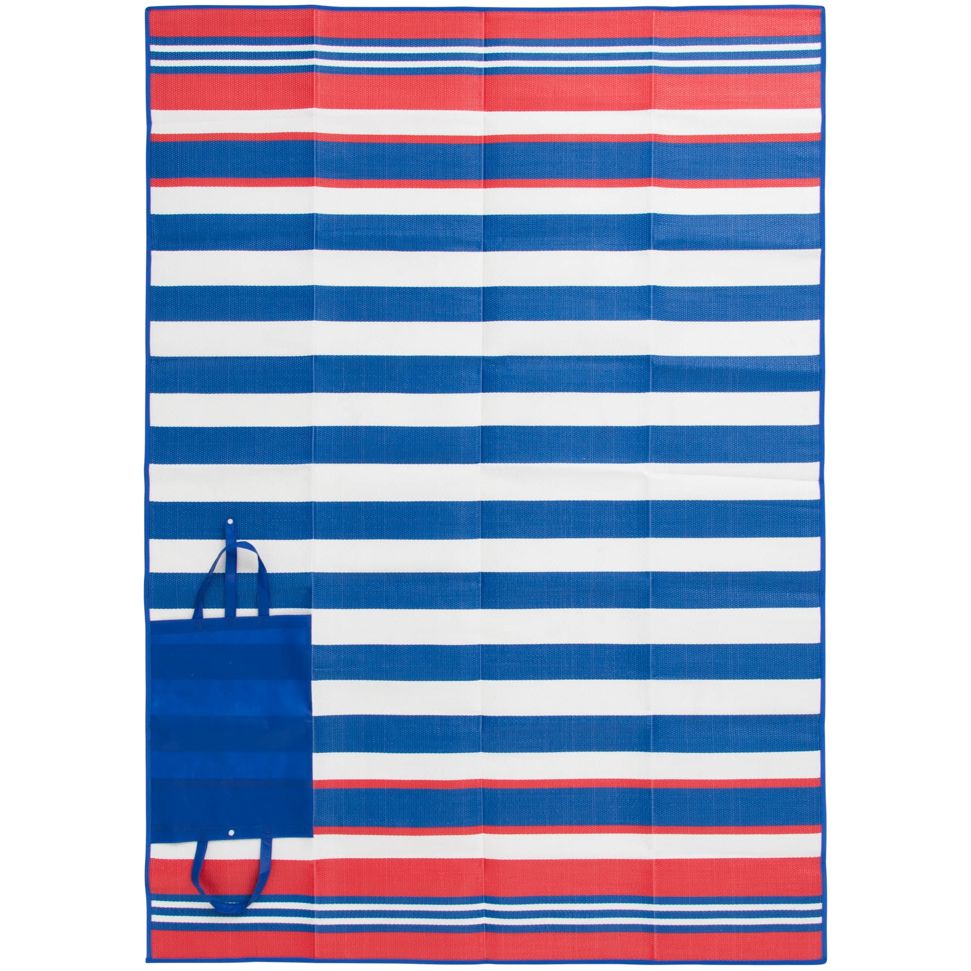 (3 pack) Mainstays 5 ft x 7 ft Red, White, and Blue Stripe Beach Mat