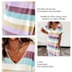 thumbnail image 4 of Vestido largo con lado dividido, manga corta, cuello en V, informal, suelto, dobladillo curvo, estampado a rayas, vestido largo largo para mujer, 4 of 5