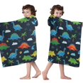 thumbnail image 4 of Colorful Dinosaurs with Palm Trees Hooded Bath Towel，50"x30" for Ages 3 To 12 Kids, Quick Dry Lightweight Soft Microfiber Hood Beach Towel Cover Up for Kids, 4 of 7