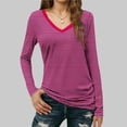 thumbnail image 6 of Tauxra Womens Long Sleeve V Neck Top with Striped, Slimted Casual Shirt, Soft Stretch Knit Fabric, Drape Hem for Versatile Everyday Wear, 6 of 7
