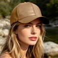 thumbnail image 5 of Adjustable Leather Peaked Cap, Unisex Classic Baseball Cap, Solid Color Outdoor Sun Shade Hat, Durable Wear Resistant Headwear for Outing Shopping Outdoor Activity Retro Fashion Casual Cap,Khaki, 5 of 9