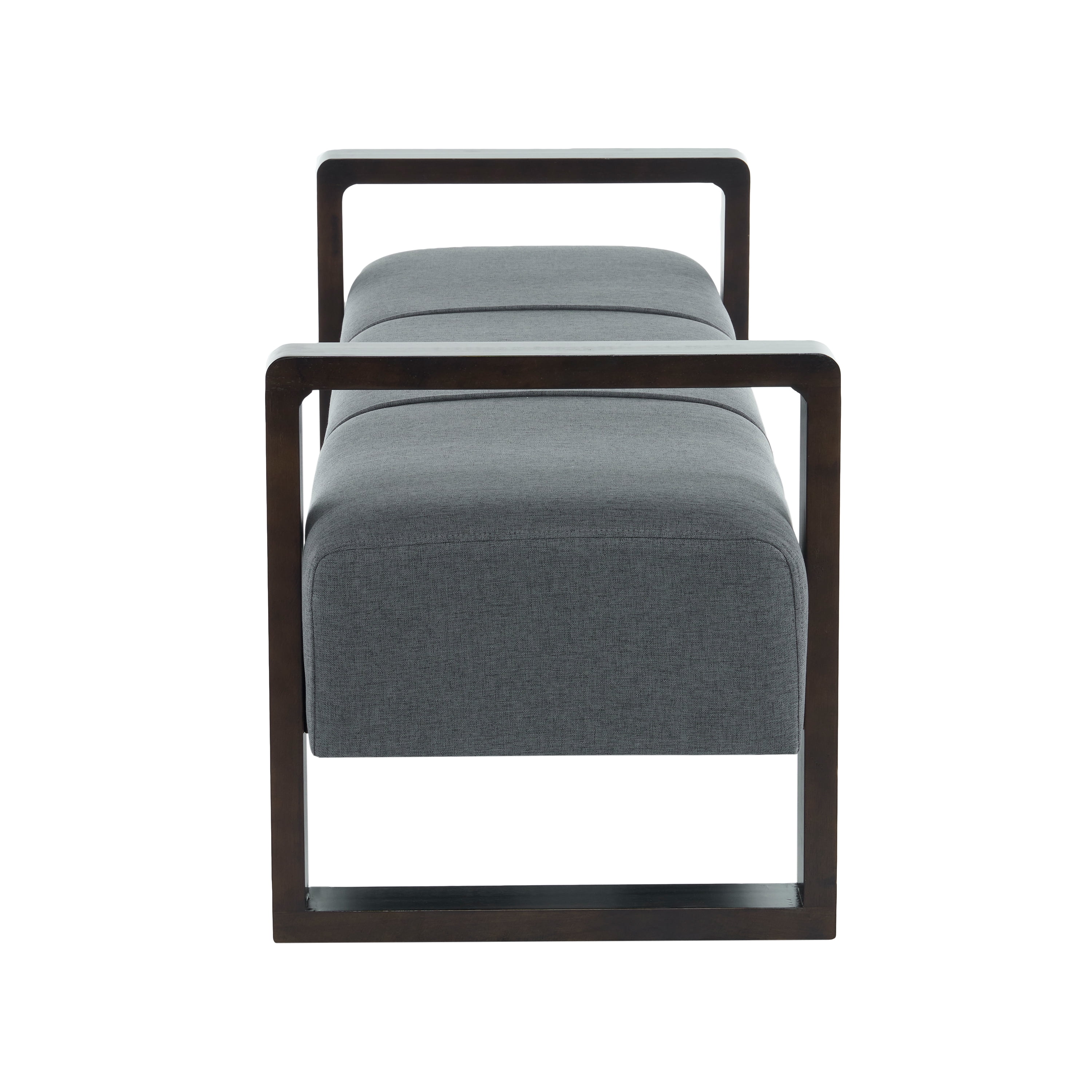 Aukfa Long Linen Ottoman Bench,Upholstered Entryway/Bedroom Footrest & End-of-Bed Bench, 300 lbs Capacity,Gray