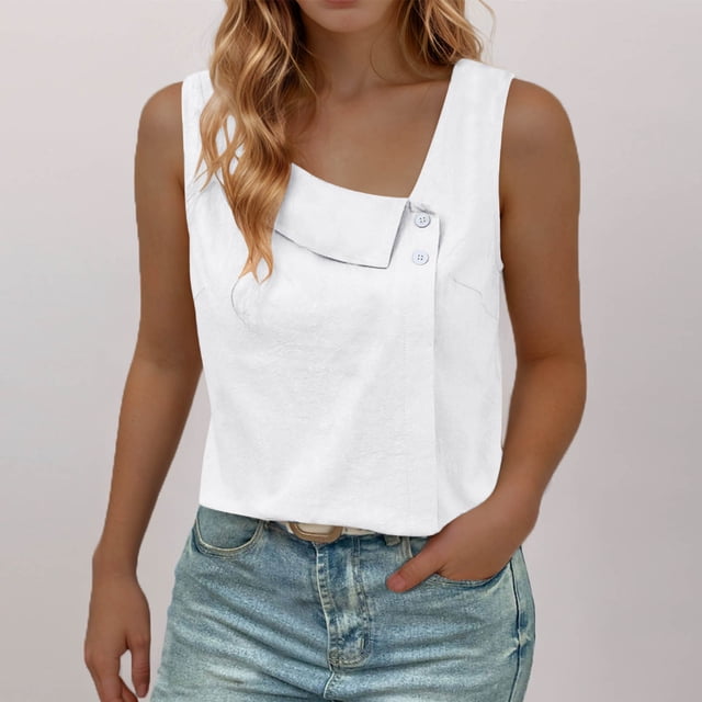 Liquidation d'Économies! BEFOKA T-Shirt Grande Taille pour Femmes, Blouse Décontractée d'Été pour Femmes, Débardeur Sans Manches à Col Rond Uni d'Été pour Femmes