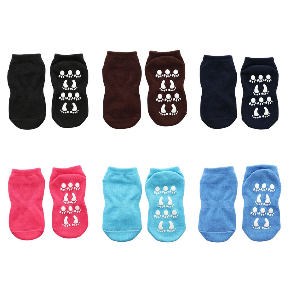 6 Pairs Kids Yoga Socks Simple Cotton Non Slip Floor Socks Barre Dance