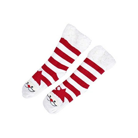 

Charter Club Holiday Fleece Gripper Slipper Socks Red Striped Santa (L/XL)