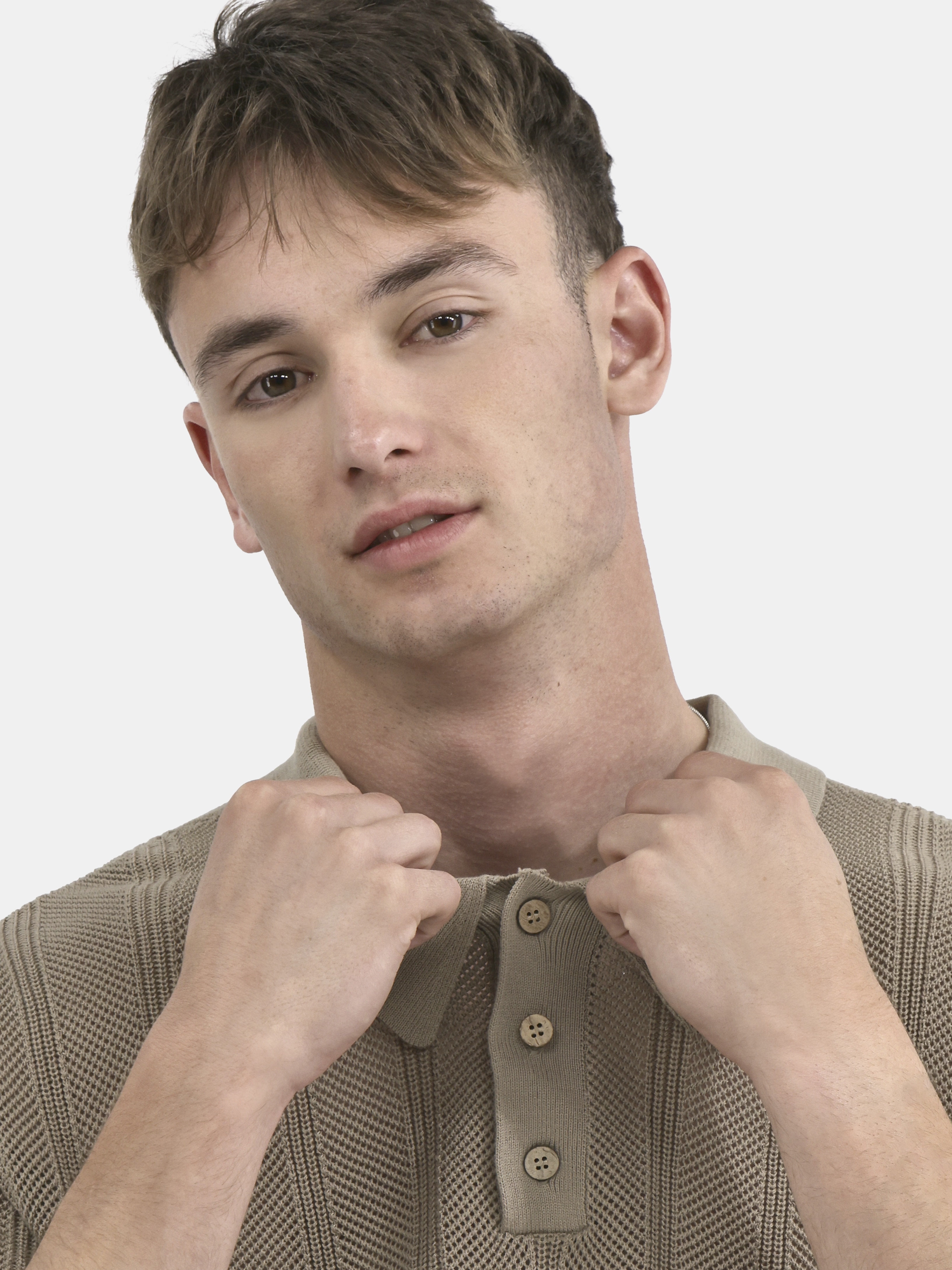 No Boundaries Drop Needle Stich Polo Sweater, Men's and Big Men's