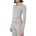 thumbnail image 2 of Sudadera Deportiva de Cuello Alto con Cremallera de un Cuarto para Mujer Gris L, 2 of 10