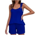 thumbnail image 2 of Zpanxa Two Piece Sets for Women Summer V-Neck Sleeveless Camisole Tops with Pockets Comfy Shirts Biker Shorts Tracksuit Casual Sweat Sets Lounge Sweatsuits Matching Set Dark Blue A XL, 2 of 7