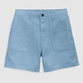 thumbnail image 6 of Womens Shorts with Button Closure, Mid Waisted Casual Solid Color Shorts with Pockets, Summer Outdoor Hiking Jogging Athletic Work, Womens Shorts | VerBelle,Light Blue XL, 6 of 7