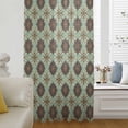 thumbnail image 5 of Mediterranean Sheer Curtains 72 Inches Long, Vintage Morocco Abstract Pattern Brown Green Light Filering Curtains, Breathable Simi Curtain Privacy Drapes for Living Room Bedroom Window Treatment, 5 of 9