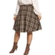 thumbnail image 4 of Falda vintage de talla grande para mujer Agnes Orinda, con botones frontales, cintura alta elástica, estilo A-line y bolsillos, 4X marrón, 4 of 6