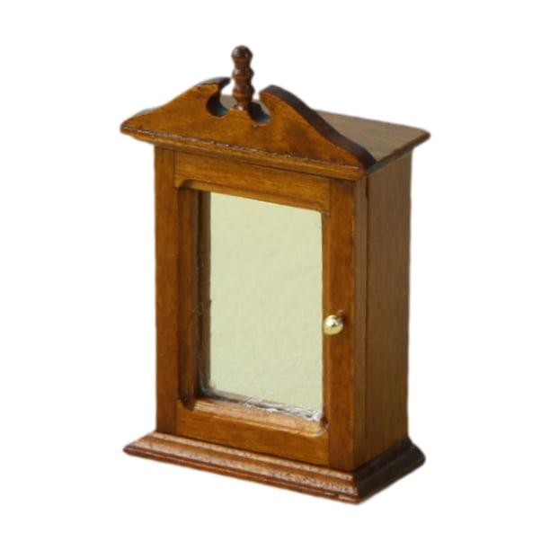 Armario para casa de muñecas a escala 1/12, modelo de armario miniatura, adorno de madera Madera de nogal