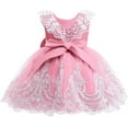 thumbnail image 2 of Baby Girls Flower Pageant Lace Dress Wedding Bowknot Gown with Headwear 0-6T, 2 of 5