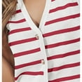 thumbnail image 7 of BYHONG Women's Striped Cropped Tank Top Dressy Sleeveless Button-Up Vest Womens Blouses Summer Cardigan Style Tops Pink L, 7 of 7