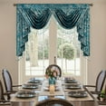 thumbnail image 2 of VOGOL Blue Waterfall Valance, European Print Swag Curtain for Living Room & Bedroom, Rod Pocket Soft Velvet Valance with Tassels, 43" x 59", 2 of 7