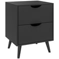 thumbnail image 1 of Table de Nuit Moderne, Table de Chevet avec 2 Tiroirs et Pattes en Bois pour Chambre, 1 of 10