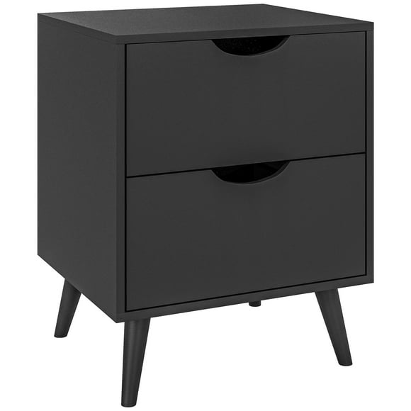 Table de Nuit Moderne, Table de Chevet avec 2 Tiroirs et Pattes en Bois pour Chambre