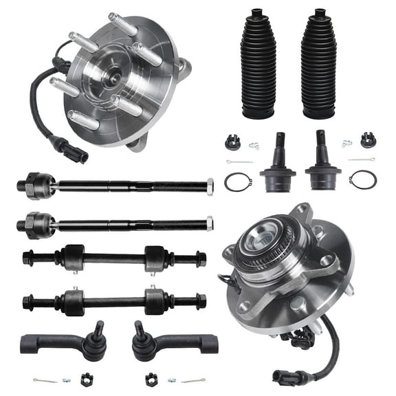 Detroit Axle - Front 12pc Suspension Kit for 4WD 2009 2010 Ford F-150 [6 Lug; Not for Raptor], 2 Wheel Bearing Hubs 2 Sway Bars 4 Tie Rods 2 Boots 2 Lower Ball Joints Replacement