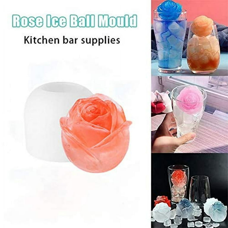 3D Rose Flower Ice Cube Mold - Reusable Ice Cubes Silicone Molds for  Mother's Day Making Coffee?Milk Cocktails and Whisky Fondant Cupcake  Decoration