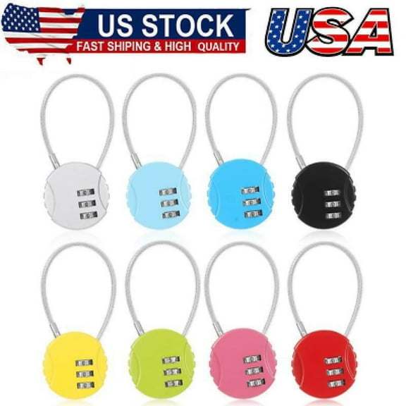 Combination Lock 3 Digit Gym Lock Waterproof Padlock Resettable Bag Luggage Gate