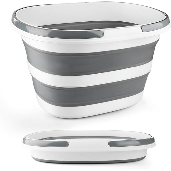 BAODELI Collapsible Mop Bucket with Handle for Cleaning, 16L(4.2 Gallon) Silicone Square Mopping Bucket for Windows Cleaning or Car Washing, Cleaning Supplies Organizer Plastic Bucket for Storage