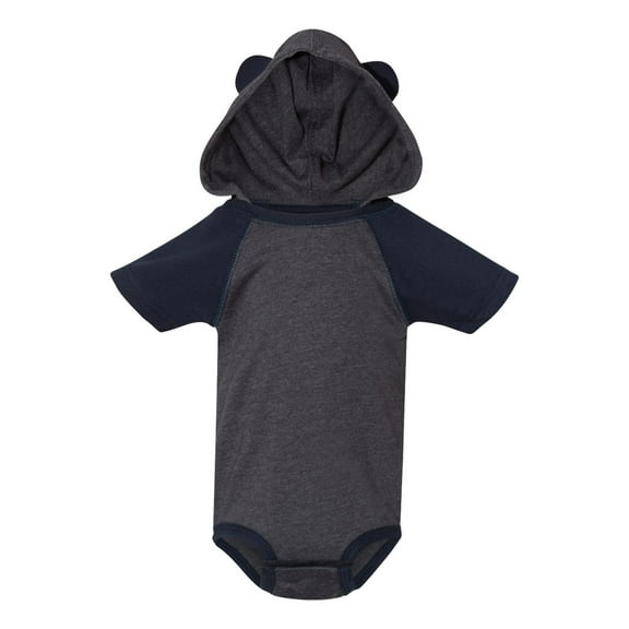 Rabbit Skins Fine Jersey Infant Short Sleeve Raglan Bodysuit with Hood & Ears