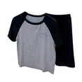 thumbnail image 1 of Sunnyoo Big Boy Color Block Short Sleeve Top and Shorts Lightweight Pajamas, Sizes 2-12, 1 of 3