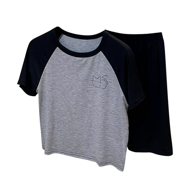 Sunnyoo Big Boy Color Block Short Sleeve Top and Shorts Lightweight Pajamas, Sizes 2-12