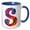 Blue/White, variant on 3drose, Colorful Monogram Letter S, 11oz Two-tone Green Mug